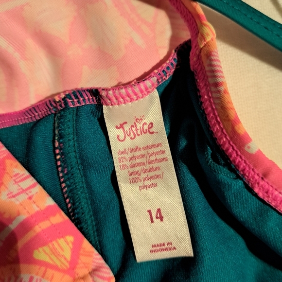 Justice girls size 14 tankini swim top, EUC or better - Picture 3 of 3